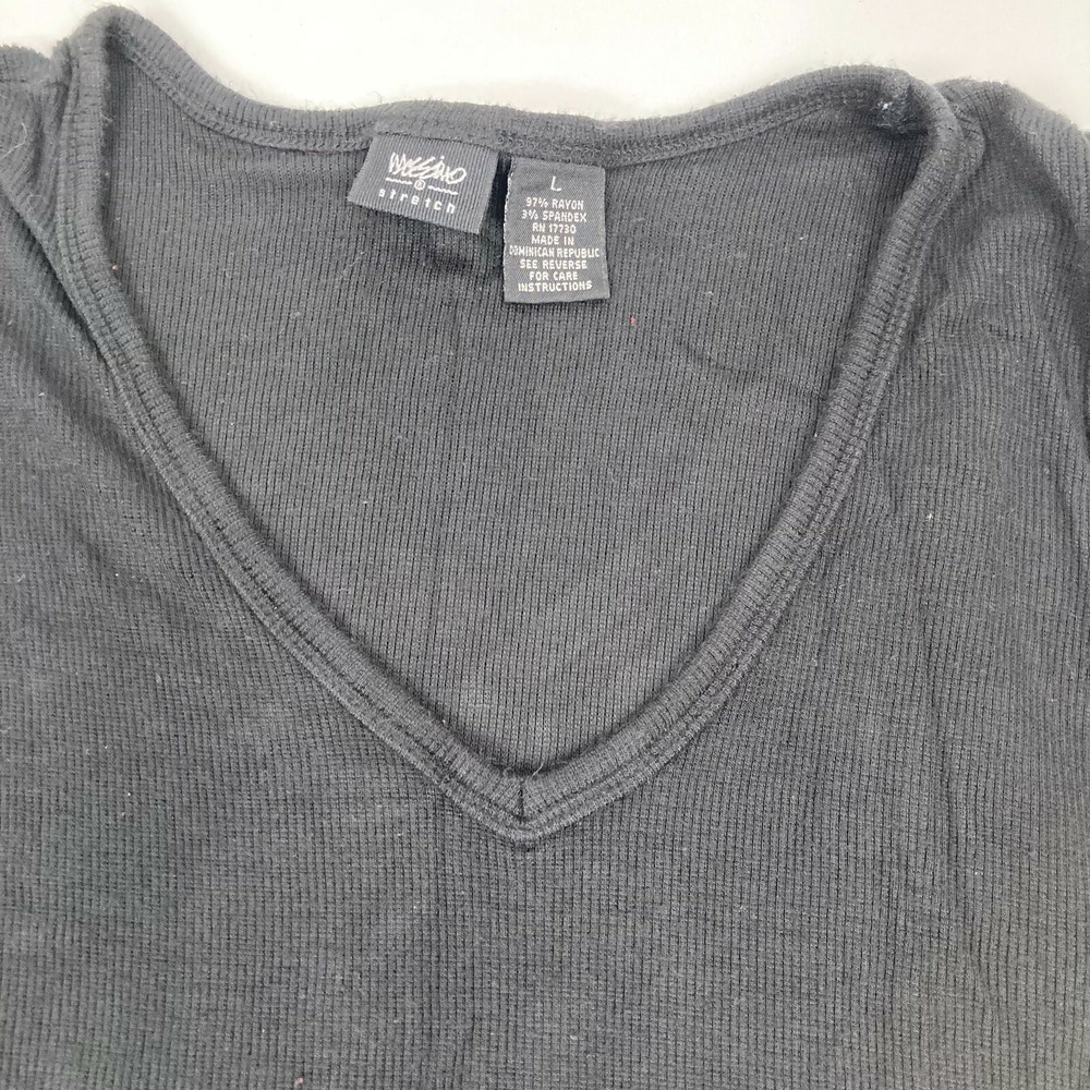 Mossimo Black Ribbed V Neck Sleeveless Tank Top‎ Stretch Women's Size Large - Picture 2 of 7